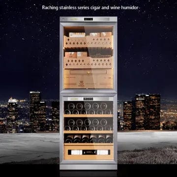 RACHING Hybrid Wine Coolers RACHING FJ-CW36B 28-inch Up/Down Hybrid Cigar Humidor & Wine Cooler Cabinet Dual Zone