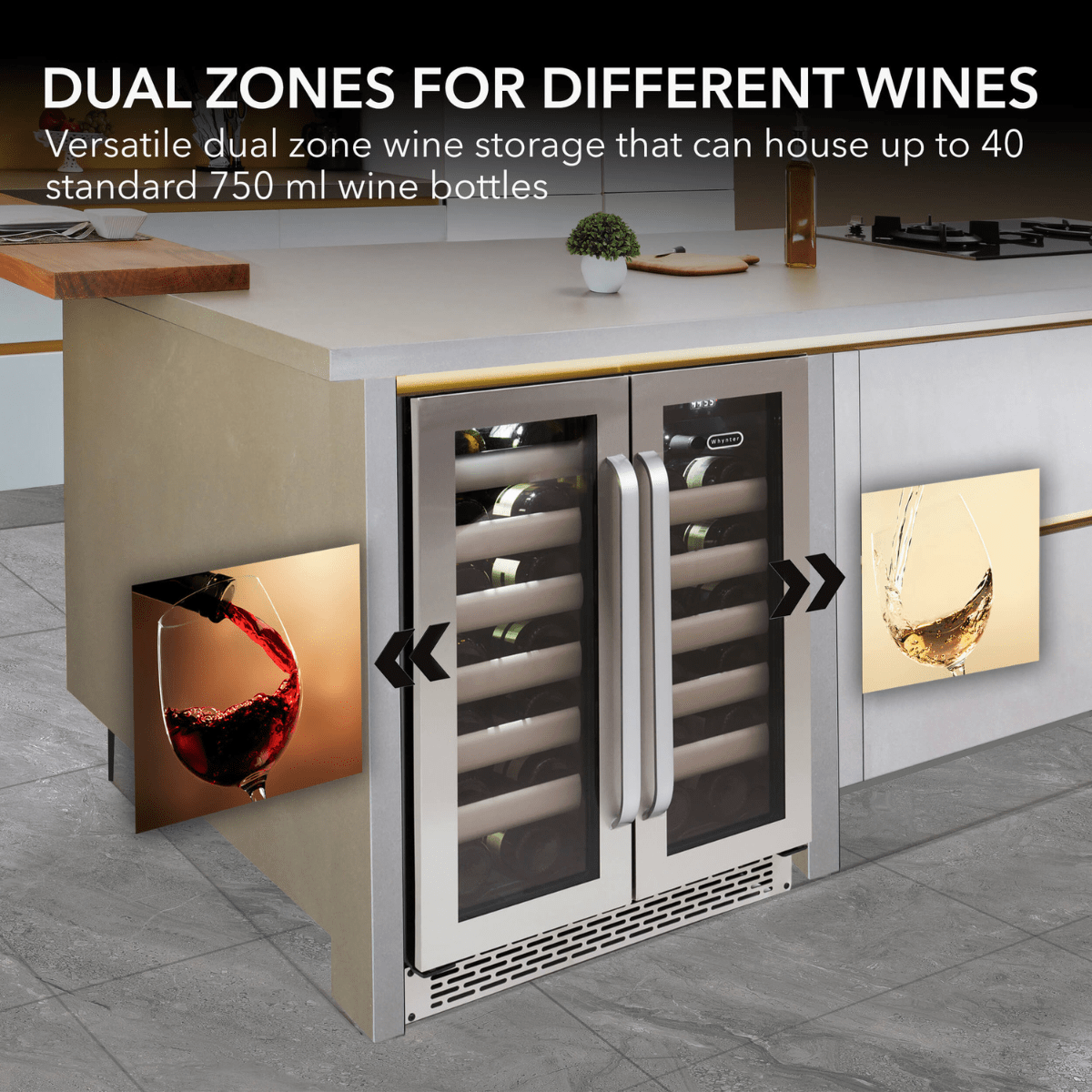 Whynter Wine Coolers Whynter BWR-401DS ELITE 24-inch 40 Bottle Dual Zone Wine Cooler
