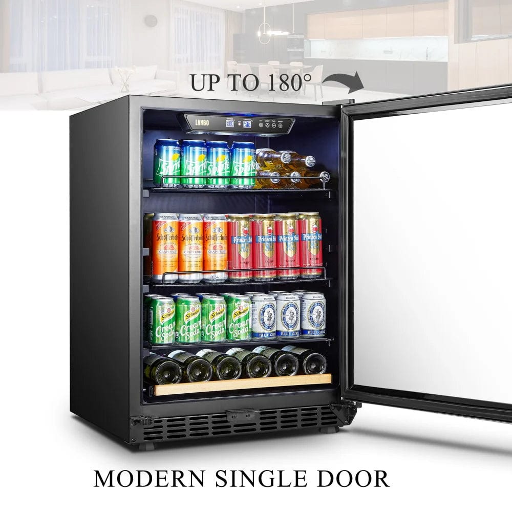 Lanbo Hybrid Wine Coolers Lanbo LB148BC 24-inch wide 6 Bottle/110 Can Single Zone Single Door Hybrid Wine- and Beverage Cooler