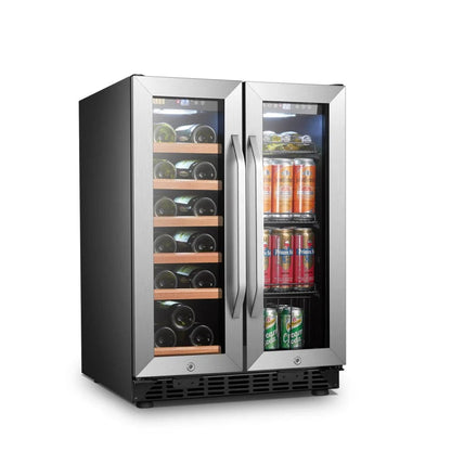 Lanbo Hybrid Wine Coolers Lanbo LB36BD 24-inch wide 18 Bottle/55 Can Dual Zone Dual Door Hybrid Wine- and Beverage Cooler