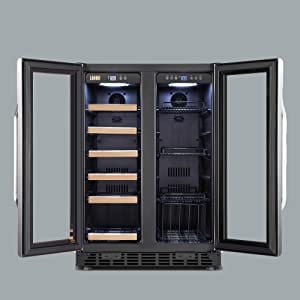 Lanbo Hybrid Wine Coolers Lanbo LB36BD 24-inch wide 18 Bottle/55 Can Dual Zone Dual Door Hybrid Wine- and Beverage Cooler