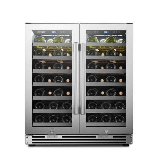 Lanbo Hybrid Wine Coolers LanboPro LP66D 30-inch wide 62 Bottle Dual Door Dual Zone Wine Cooler