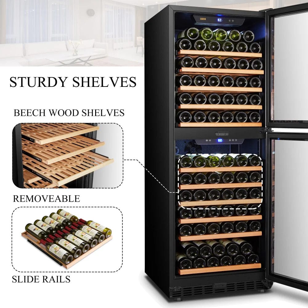 Lanbo Wine Coolers Lanbo LW133DD-24-inch 133 Bottle Dual Zone Dual Door Wine Cooler