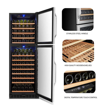 Lanbo Wine Coolers Lanbo LW162DD 24-inch 160 Bottle Dual Zone Dual Door Wine Cooler