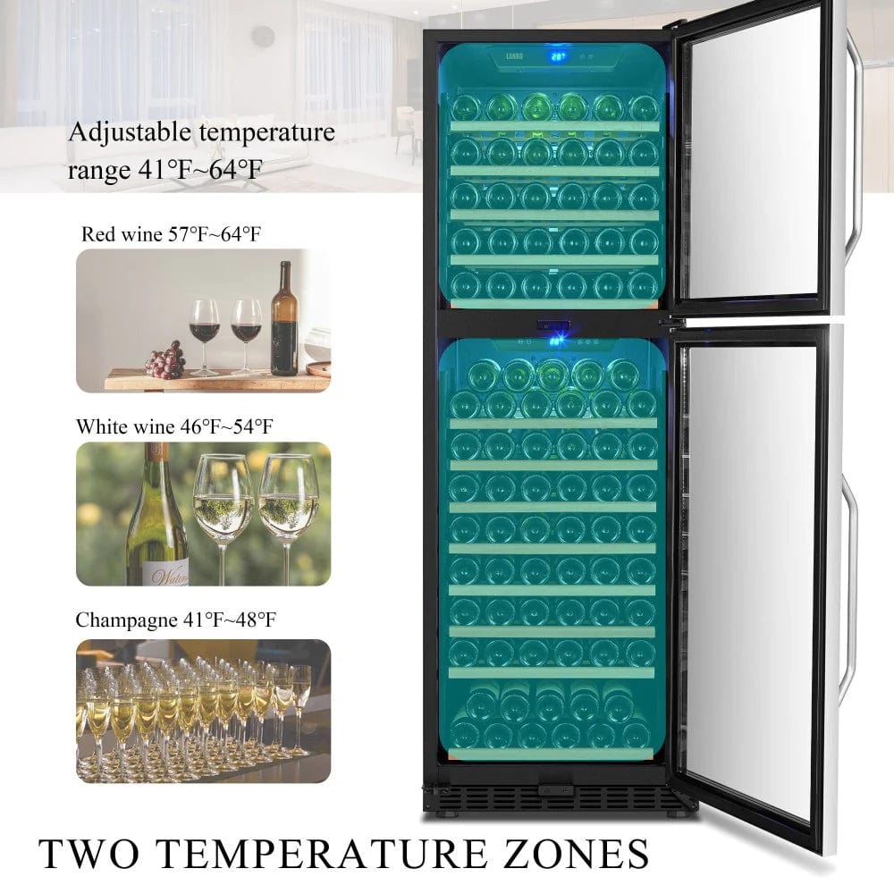 Lanbo Wine Coolers Lanbo LW162DD 24-inch 160 Bottle Dual Zone Dual Door Wine Cooler