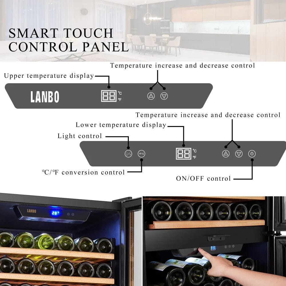 Lanbo Wine Coolers Lanbo LW162DD 24-inch 160 Bottle Dual Zone Dual Door Wine Cooler