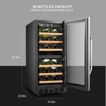 Lanbo Wine Coolers Lanbo LW28D-15-inch wide 28 Bottle Dual Zone Wine Cooler