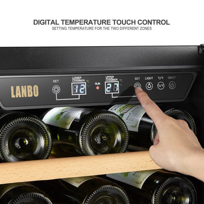 Lanbo Wine Coolers Lanbo LW28D-15-inch wide 28 Bottle Dual Zone Wine Cooler