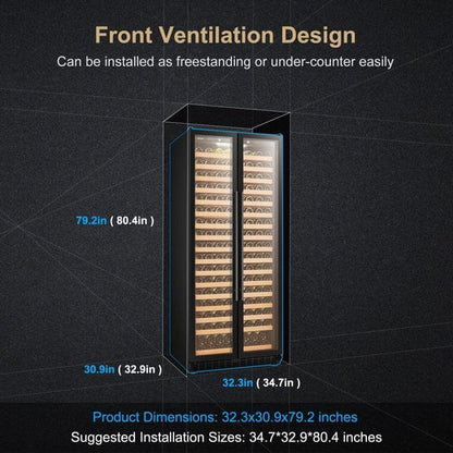 Lanbo Wine Coolers LanboPro LP328S 32-inch 257 Bottle Single Zone Dual Door Wine Cooler