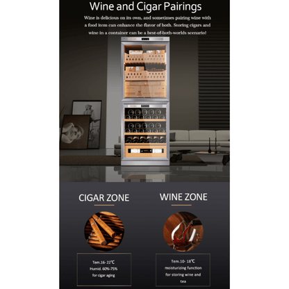 RACHING Cigar Humidors & Coolers RACHING FJ-CW36B 28-inch Up/Down Hybrid Cigar Humidor & Wine Cooler Cabinet Dual Zone