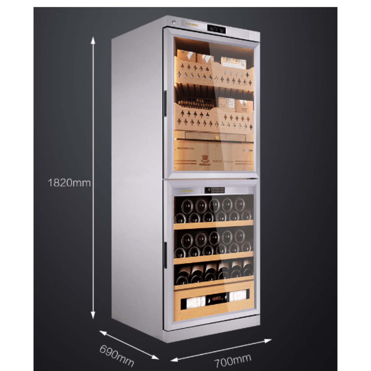 RACHING Cigar Humidors & Coolers RACHING FJ-CW36B 28-inch Up/Down Hybrid Cigar Humidor & Wine Cooler Cabinet Dual Zone