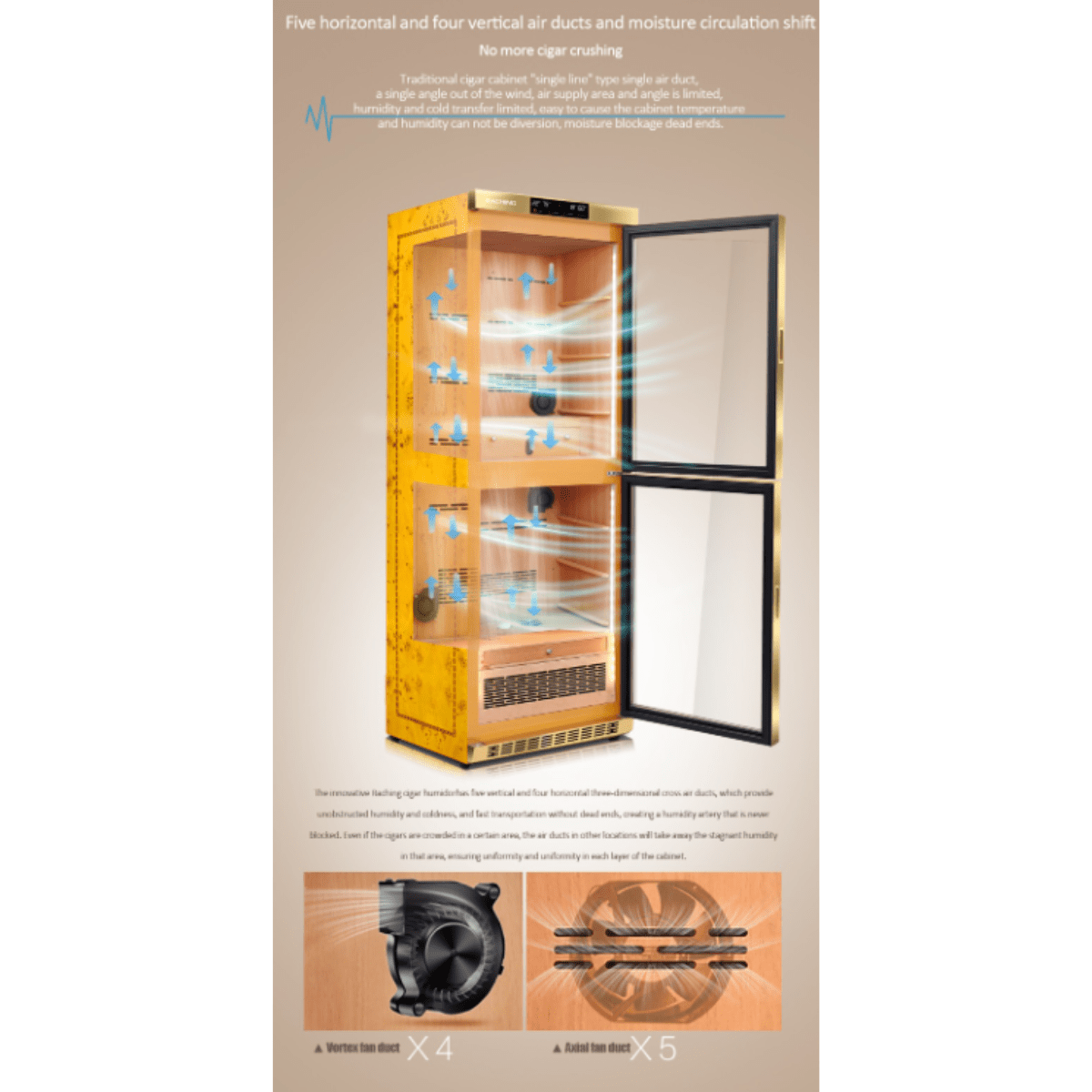 RACHING Cigar Humidors & Coolers RACHING MON3800B 24-inch True Dual Zone Cigar Humidor Cabinet