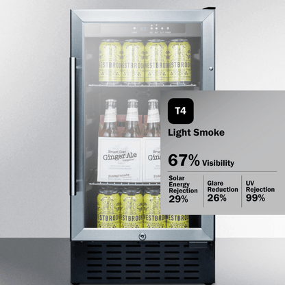 Summit Beverage Coolers T4 Light Smoke Tint Summit SCR1841B 18-inch Beverage Cooler