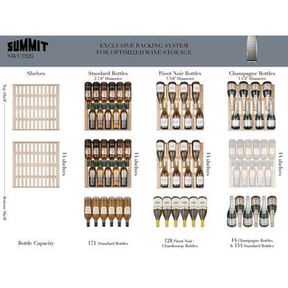 Summit Wine Coolers Summit SWC1926 24-inch 171 Bottle Single Zone Wine Cooler Cabinet