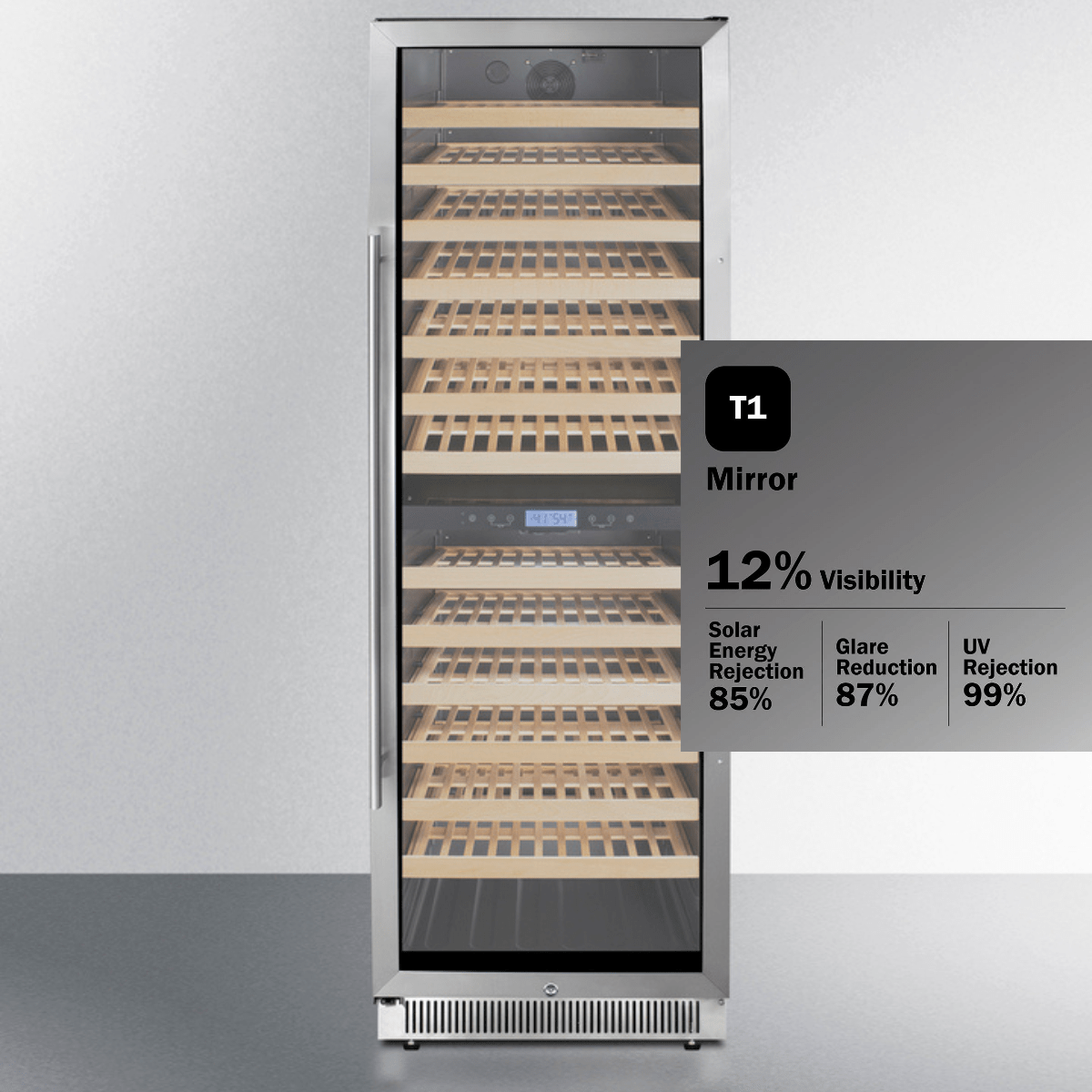 Summit Wine Coolers T1 Mirror Tint Summit SWC1966B 24-inch 162 Bottle Dual Zone Wine Cooler Cabinet