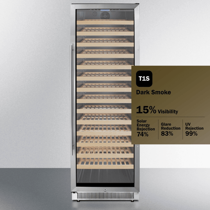 Summit Wine Coolers T1S Dark Smoke Tint Summit SWC1926B 24-inch 165 Bottle Single Zone Wine Cooler Cabinet