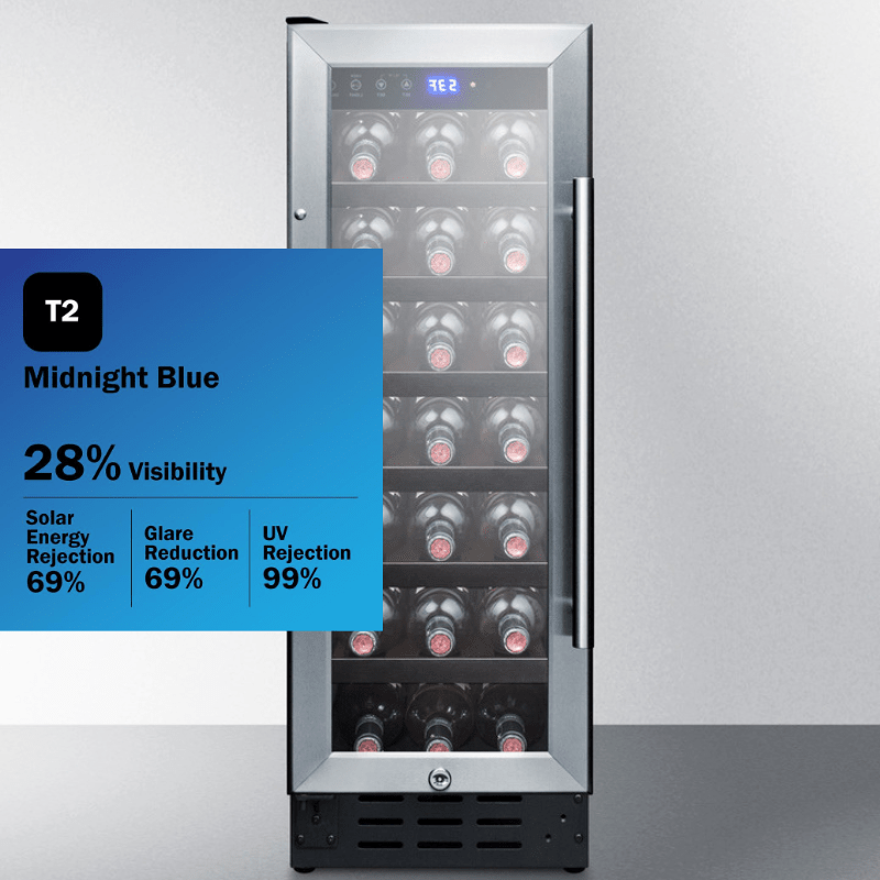 Summit Wine Coolers T2 Midnight Blue Tint / LHD = factory installed / Standard black Summit SWC1224B 12-inch 21 Bottle Wine Cooler