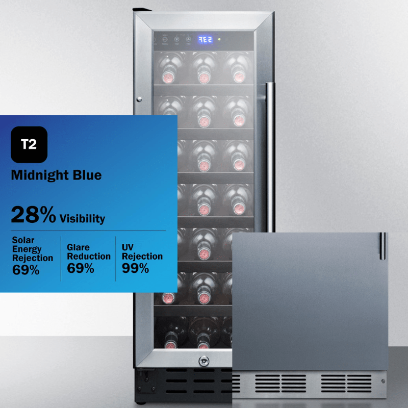 Summit Wine Coolers T2 Midnight Blue Tint / LHD = factory installed / Upgrade to SSK Summit SWC1224B 12-inch 21 Bottle Wine Cooler