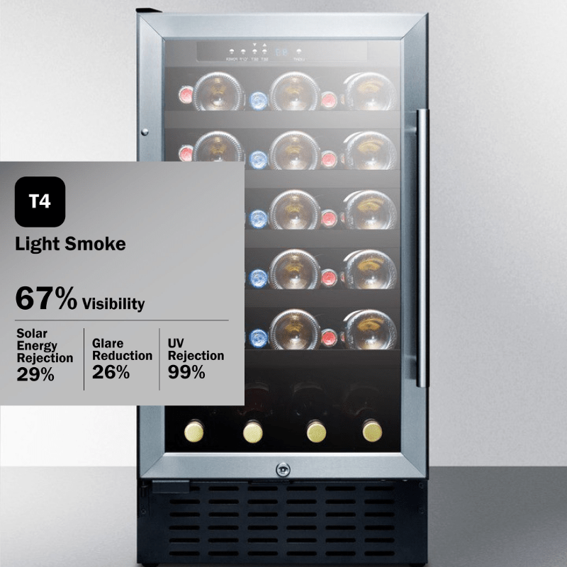 Summit Wine Coolers T4 Light Smoke Tint / LHD = factory installed / Standard black Summit SWC1840B 18-inch 34 Bottle Wine Cooler