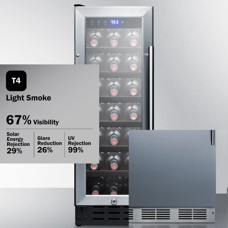 Summit Wine Coolers T4 Light Smoke Tint / LHD = factory installed / Upgrade to SSK Summit SWC1224B 12-inch 21 Bottle Wine Cooler