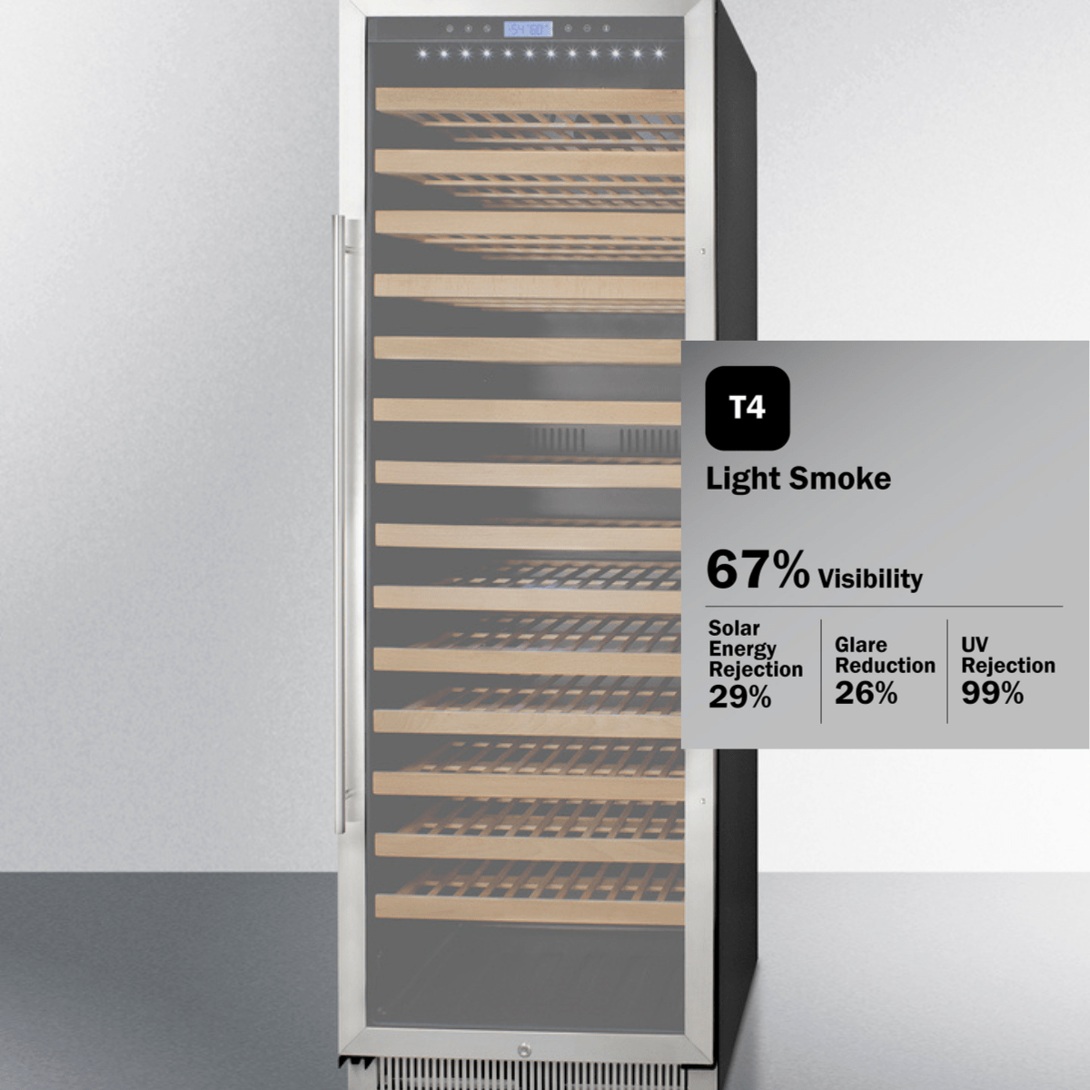 Summit Wine Coolers T4 Light Smoke Tint Summit SWC1926B 24-inch 165 Bottle Single Zone Wine Cooler Cabinet