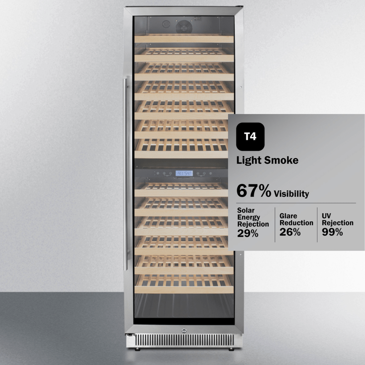 Summit Wine Coolers T4 Light Smoke Tint Summit SWC1966B 24-inch 162 Bottle Dual Zone Wine Cooler Cabinet